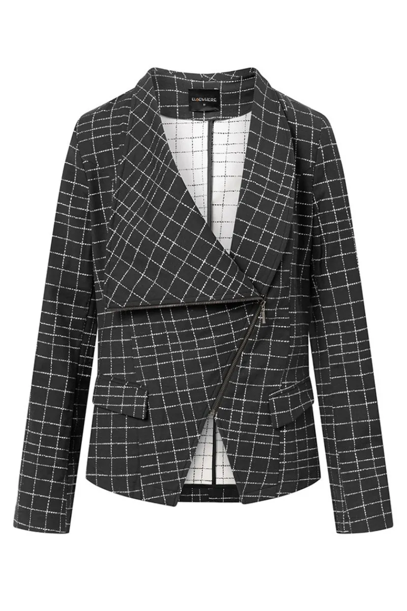 New Elsewhere Fashion Flores Jacket-Black-Offwhite