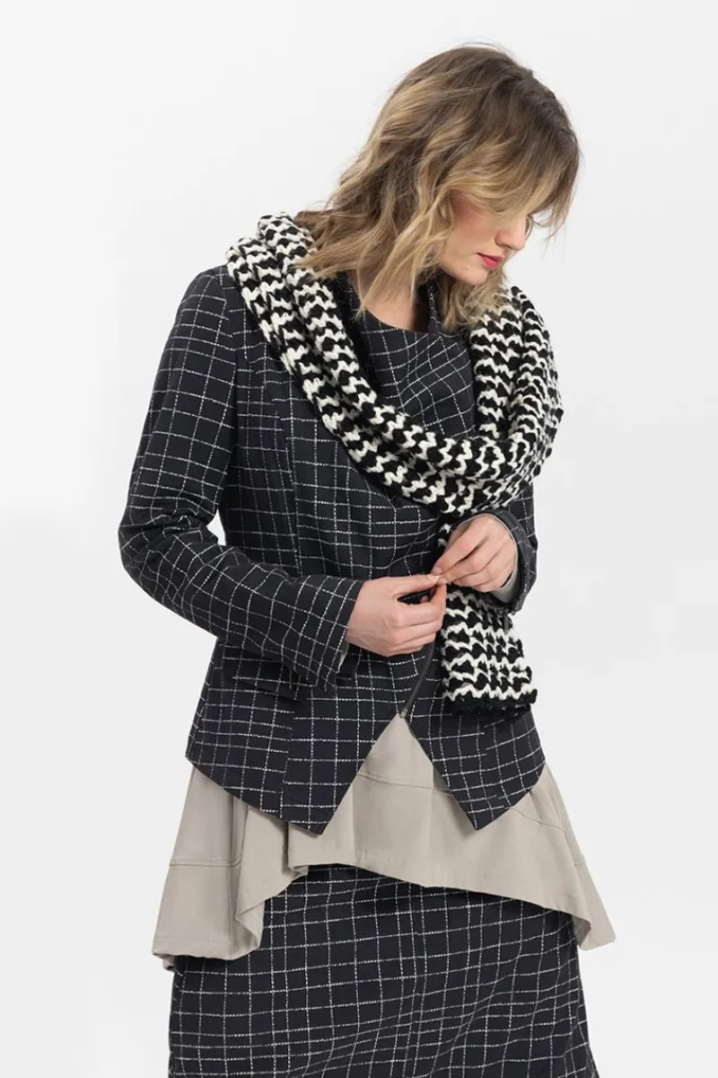 New Elsewhere Fashion Flores Jacket-Black-Offwhite