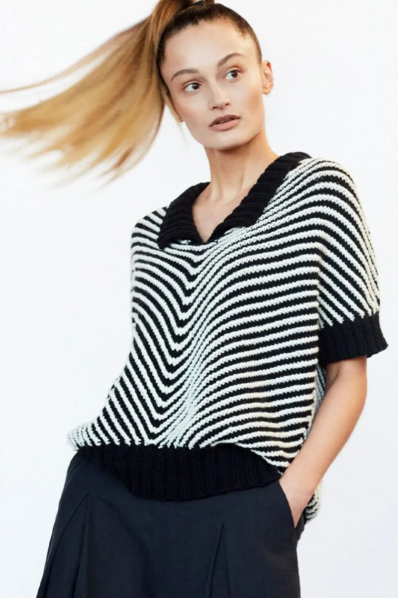 Flash Sale Elsewhere Fashion Handknitted Top-Black-White