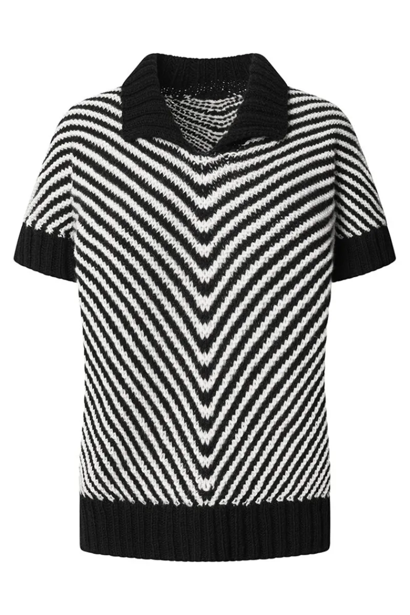 Flash Sale Elsewhere Fashion Handknitted Top-Black-White