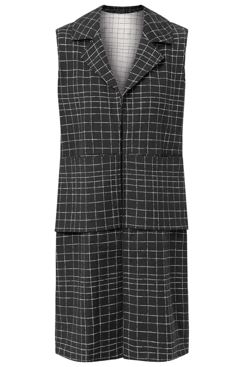 Cheap Elsewhere Fashion Jaciara Long Gilet Reversible-Black-Offwhite