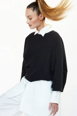 Cheap Elsewhere Fashion Somero Terry Sweater-Black