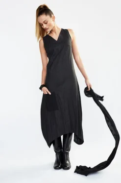 Cheap Elsewhere Fashion V-Neck Dress-Black